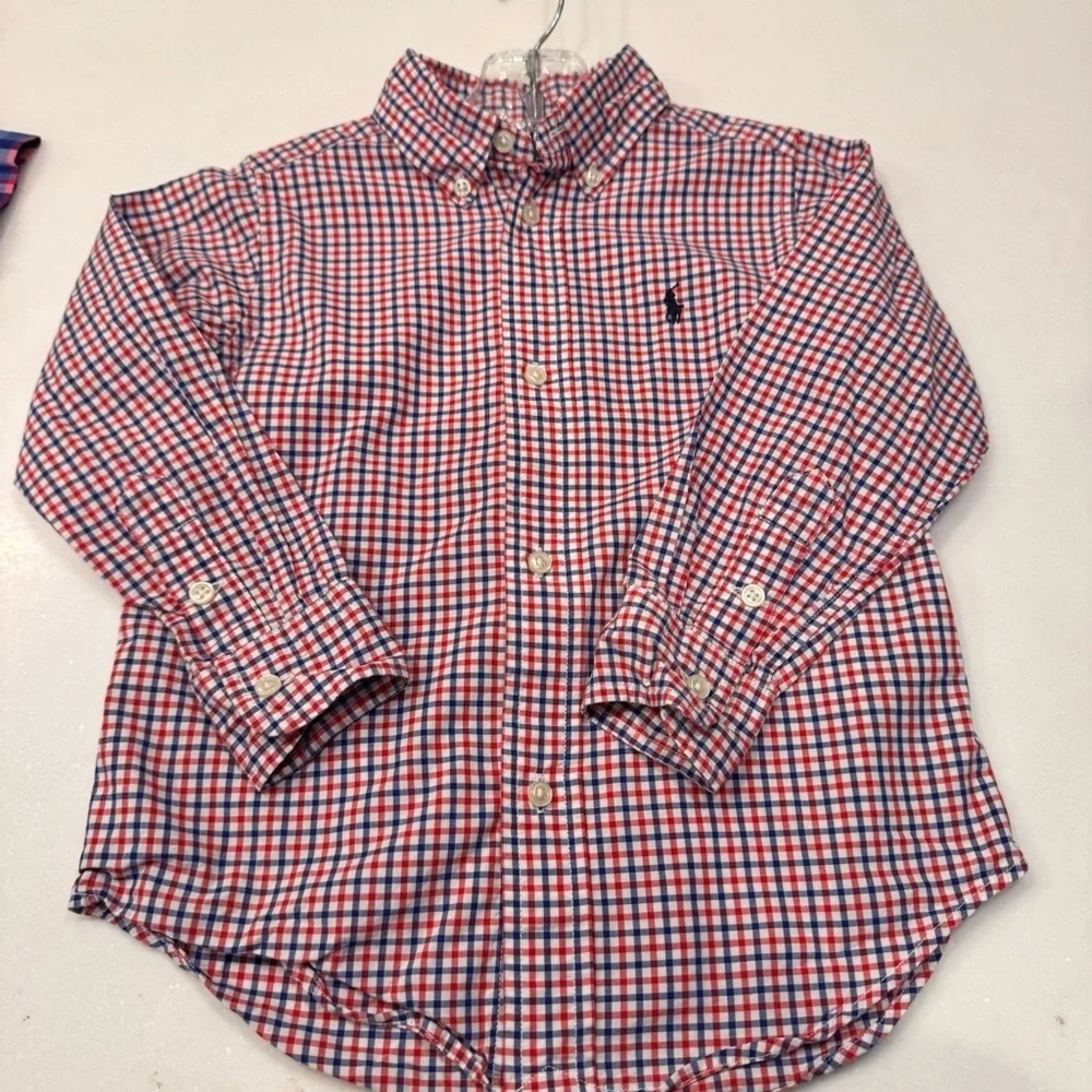 Ralph Lauren LOT Of 2 Boys Button Down Shirts Sz 3T 1 Short Sleeve 1 Long Sleeve